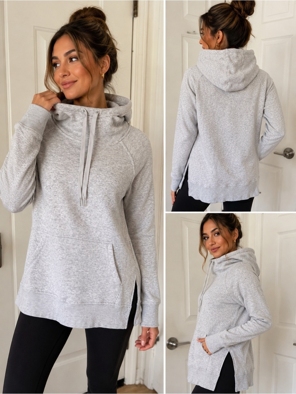 90 Degree By Reflex Light Gray Hooded Sweatshirt